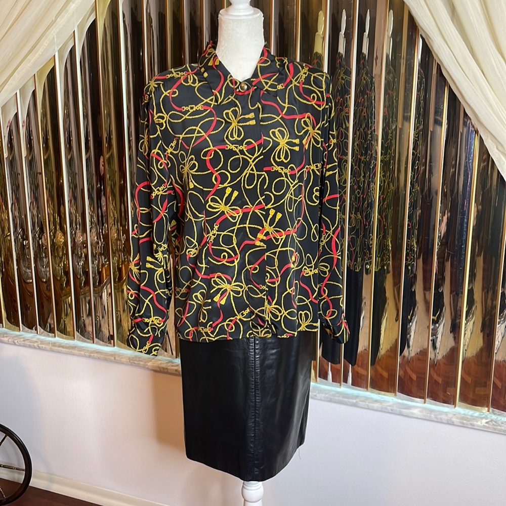 Multi-Colored JOSEPHINE Long Sleeve Dressy Blouse, size 14